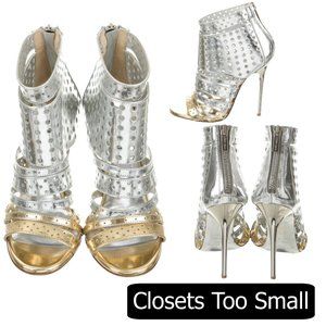 Jimmy Choo Silver Gold Sandals Boot